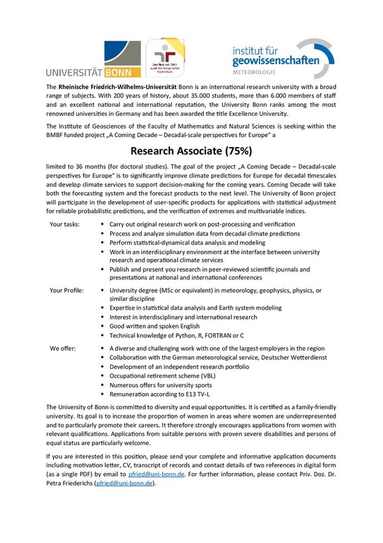 PhD Research Associate 75%